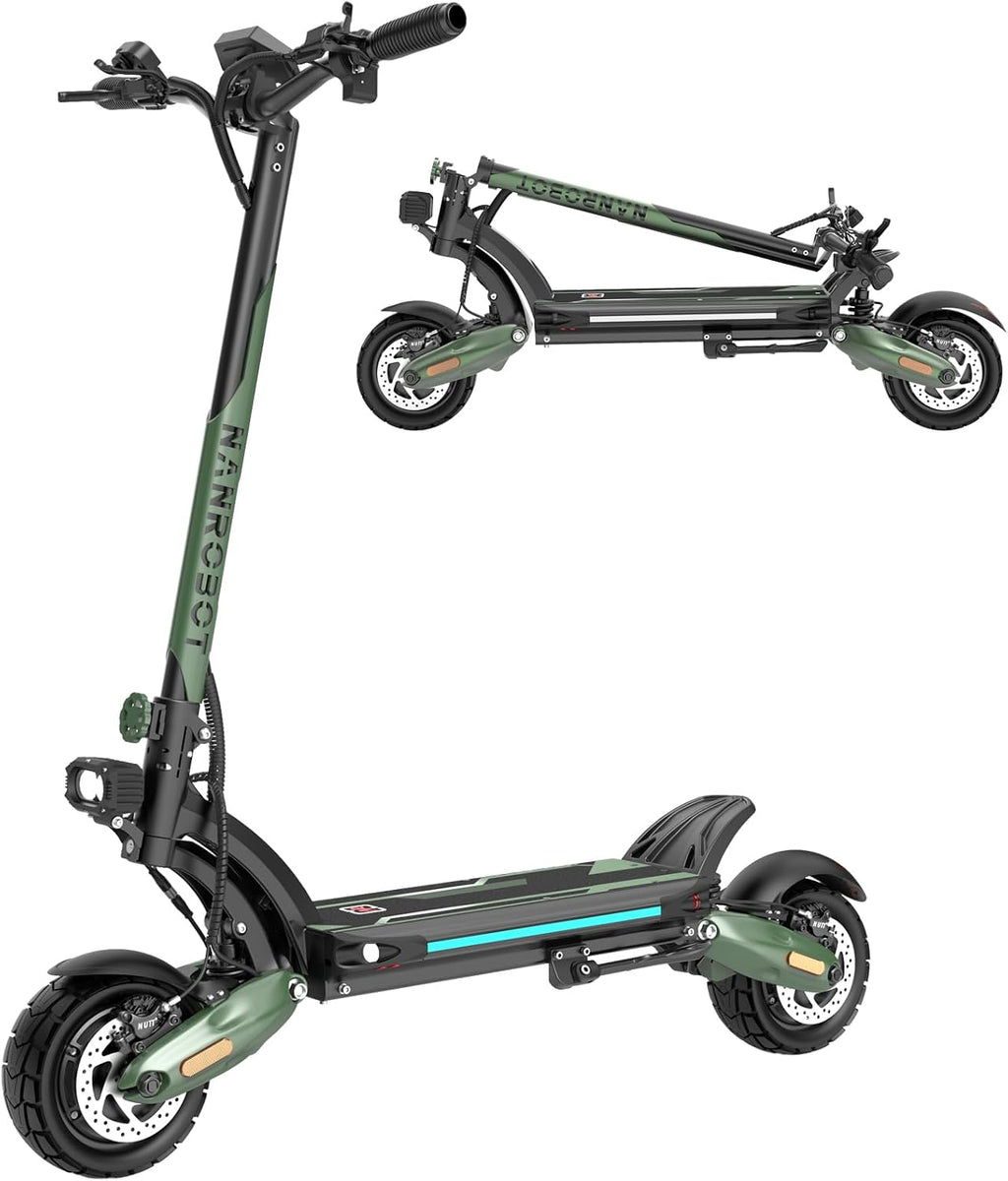 NANROBOT D6+ Lightning H1 Electric Scooter Adults 3000W Dual Motors 45 MPH Top Speed 75/40/18 Miles Long Range Fast Electric Scooter 10' Off-Road Tires E Scooter Foldable Commuter Sport Scooters