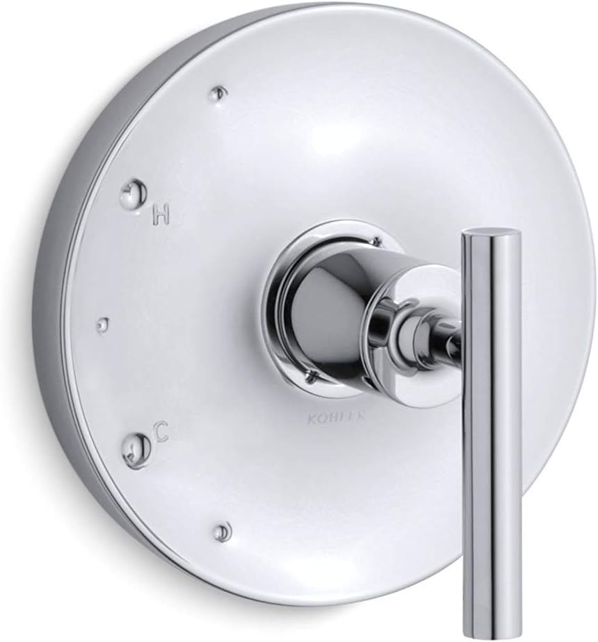 KOHLER Purist® Rite-Temp(R) shower valve trim with lever handle, temperature control, temperature memory, polished chrome, K-TS14423-4-CP