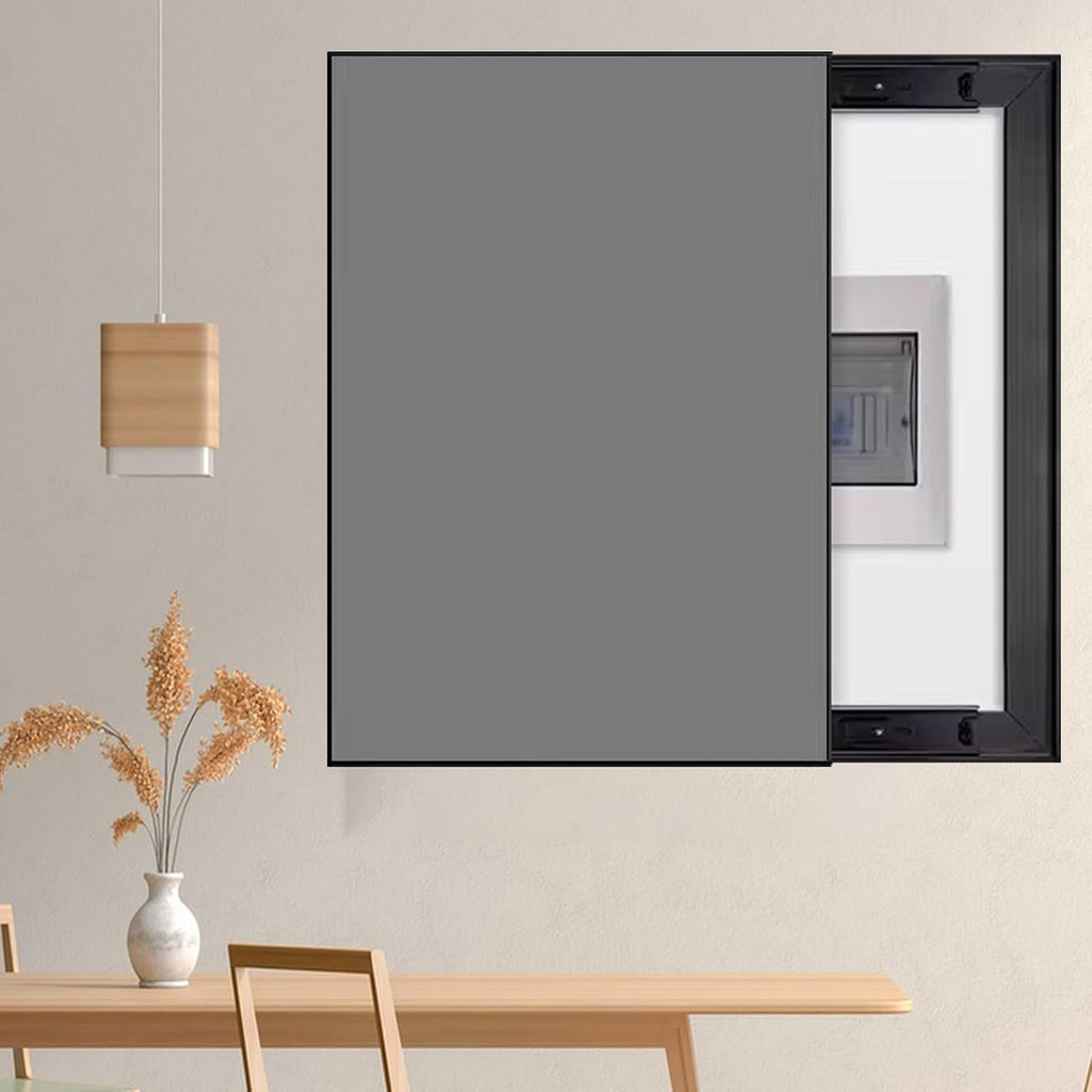 Vertical Breaker Box Cover for Decorative Electrical Panel, Indoor Fuse Box Cover for Wall Artative, Hide Meter Electric Cover with Sliding Design(Gray,40x50cm(15 3/4x19 3/4'))