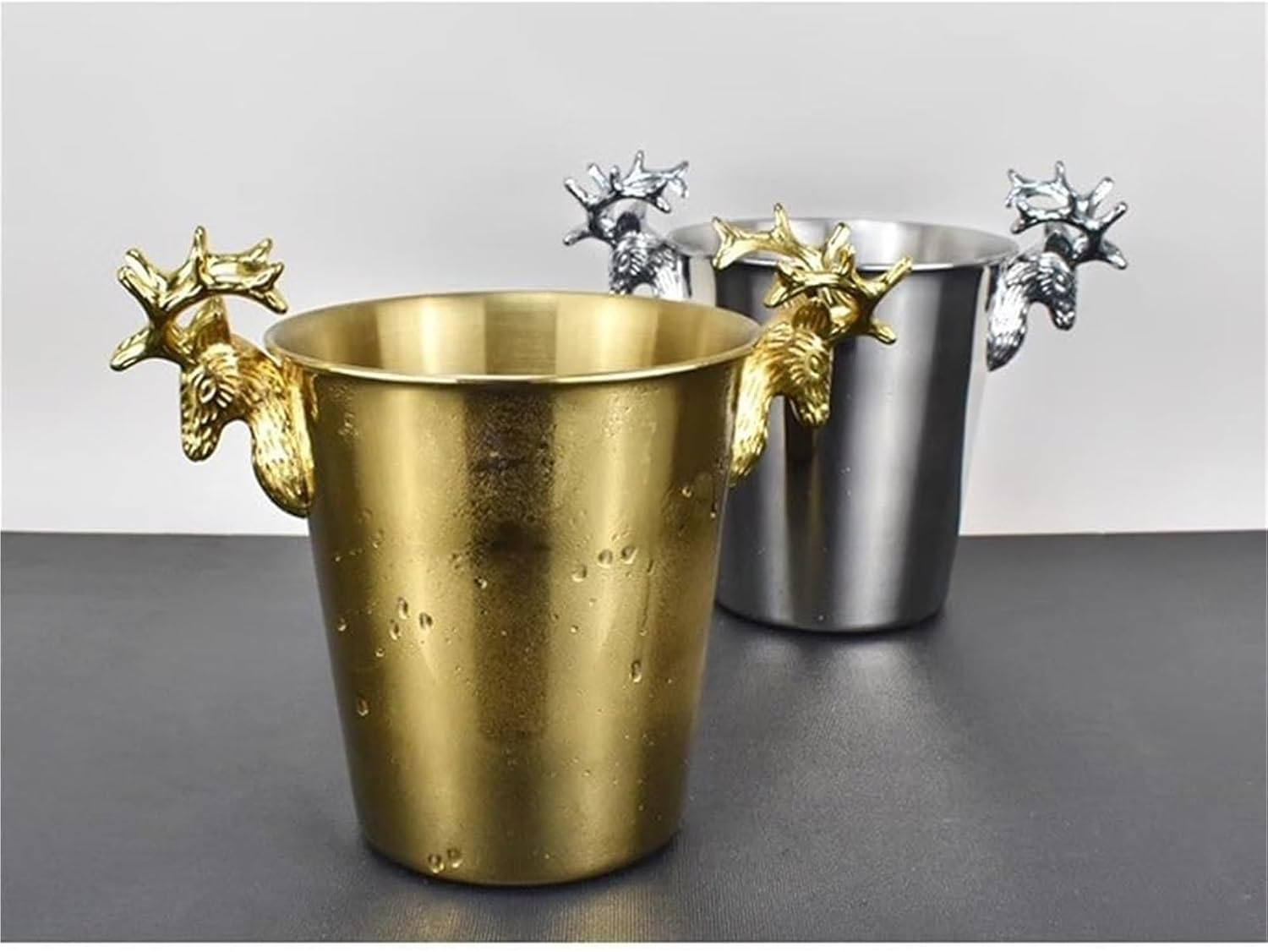 Ice Buckets for Parties, Insulated Ice Bucket with Handles Champagne and Wine Cooler Party and Bar Accessory(Gold,Small)