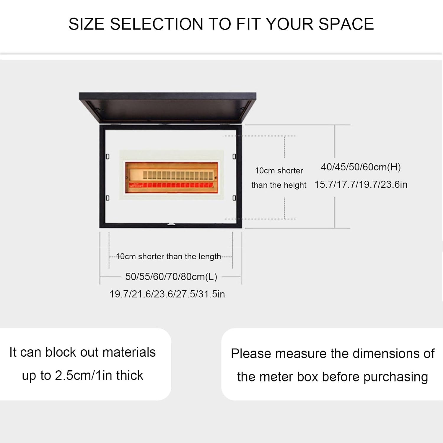 Decorative Painting Cover with Clock, Hidden Circuit Breaker Panel, Wall Mounted Electrical Panel Cover, Push-Pull Design for Home Office(Black 3,55 * 45cm/21.6 * 17.7in)