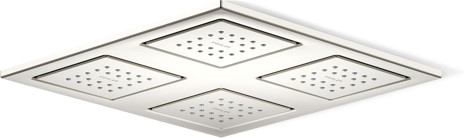 Kohler 98740-SN WaterTile® Rain Overhead shower panel with four 22-nozzle sprayheads, Vibrant Polished Nickel