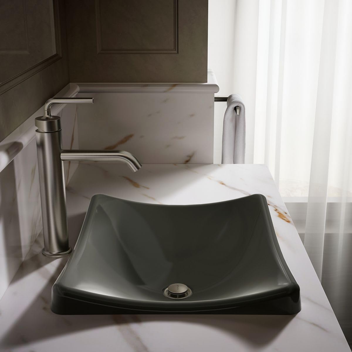 KOHLER K-2833-58 DemiLav Wading Pool Bathroom Sink, Thunder Grey