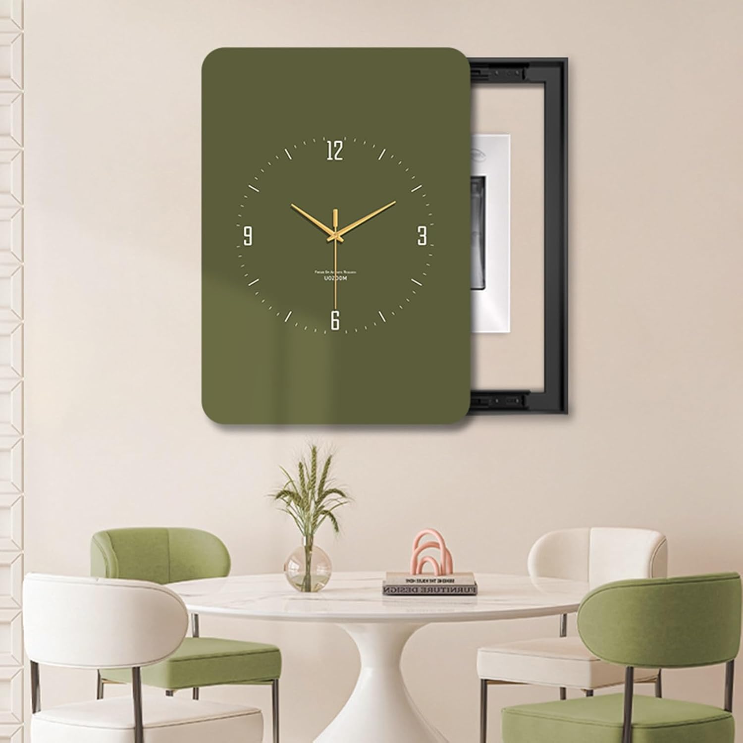 Electrical Panel Cover Vertical Analog Clock Electrical Panel Cover, Stylish Breaker Box Cover for Office/Restaurant/Bedroom/Room Decor, Fuse Box Protective Cover(G,WXH-45 x 55CM-17.7x21.7)