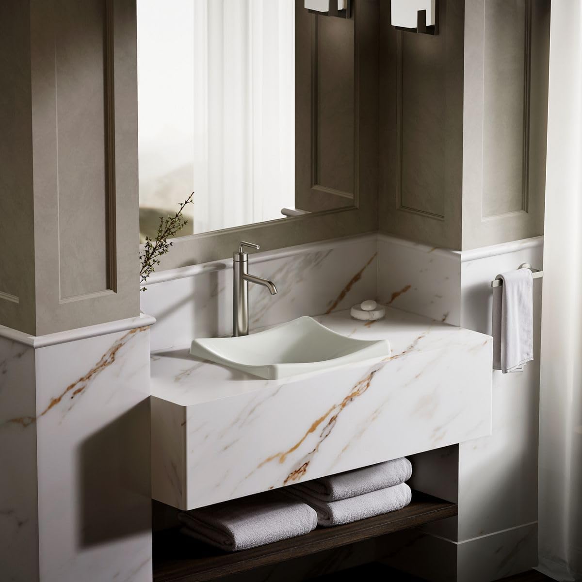 Kohler K-2833-NY DemiLav Rectangular AboveCounter Single Bowl Bathroom Sink Dune