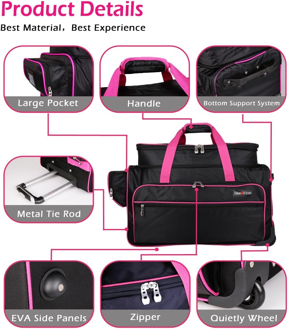 Dance Bag with Garment Rack,23inch Dance Competition Garment Bags with Clothes Rack,Suitcase,Rolling Duffle for Travel, Wheeled Drop-Bottom Upright Luggage Closet Suitcase(Expand-Purple