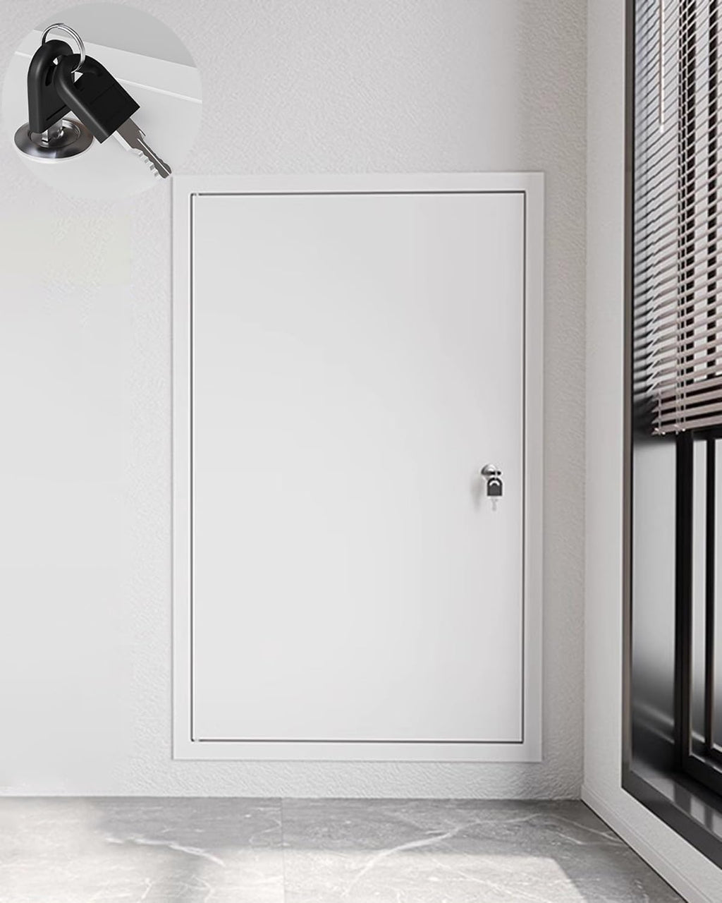 White Aluminum Access Door Lockable, Electric Power Cord Hatch Access Panel, 16x16 20x30 24x24 24x32 24x36 30x30 in Large Drywall Access Panel with Key(22x38in)