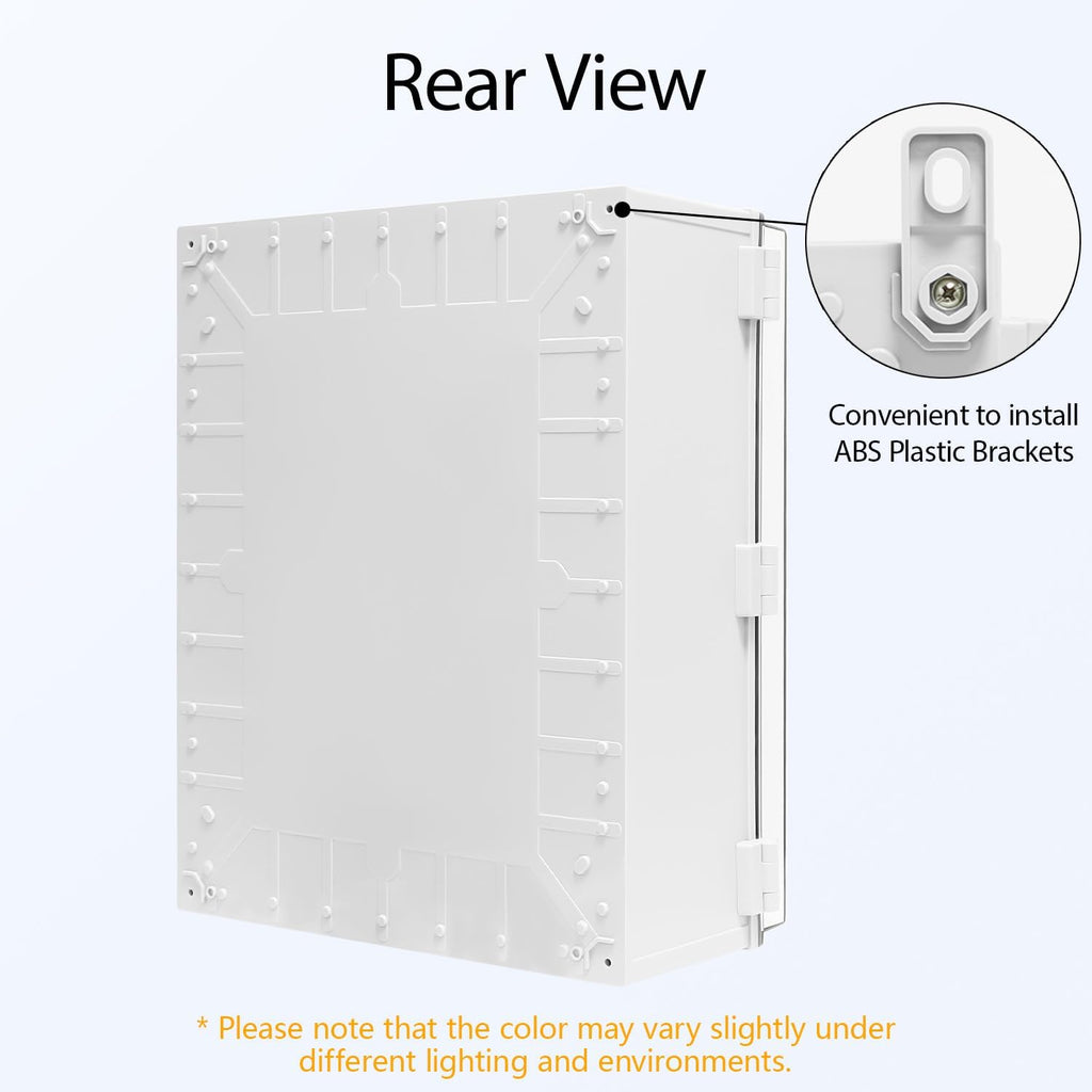 Electrical Box IP65 Waterproof ABS Plastic Enclosure Outdoor and Indoor Project Box Hinged Clear Cover with Mounting Plate Wall Brackets, Outer Dimension 19.7'x 15.7' x 7.9'