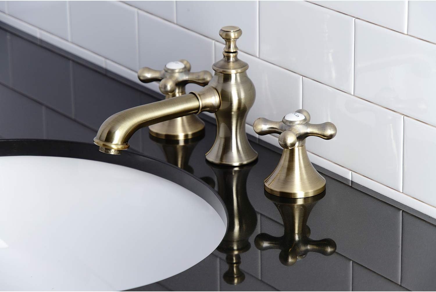 Kingston Brass KC7063AX Vintage Widespread Bathroom Faucet, Antique Brass, 8 x 5.63 x 3.06