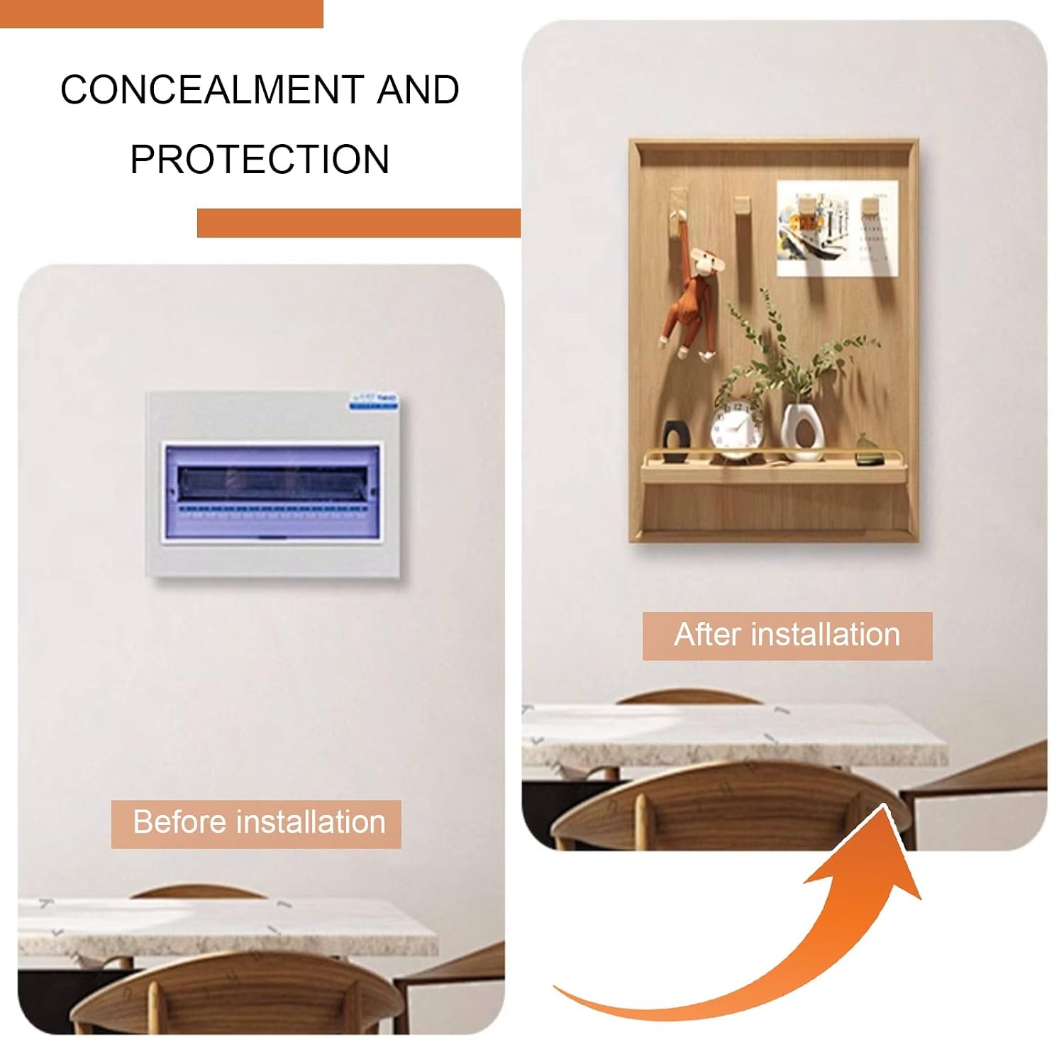 Wooden Electric Meter Box Cover with Push-Pull Design, Decorative Indoor Electrical Panel Cover, with Magnetic Column for Home, Office, Apartment(Brown 2,55 * 45cm/21.6 * 17.7in)