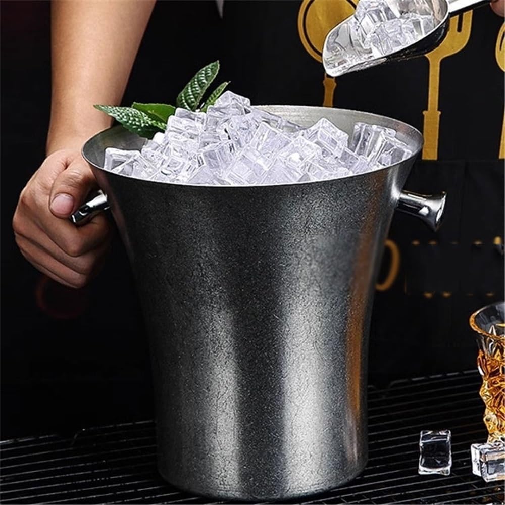 Party Stainless Steel Ice Bucket Party Champagne Wine Beer Drink Tub(Silver)