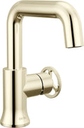 Delta Trinsic U-Spout 1-Hole Bathroom Faucet with Wheel Handle, Polished Nickel Single Hole Bathroom Sink Faucet, Metal Push-Pop Drain Assembly, Polished Nickel 5547HAR-PN-DST