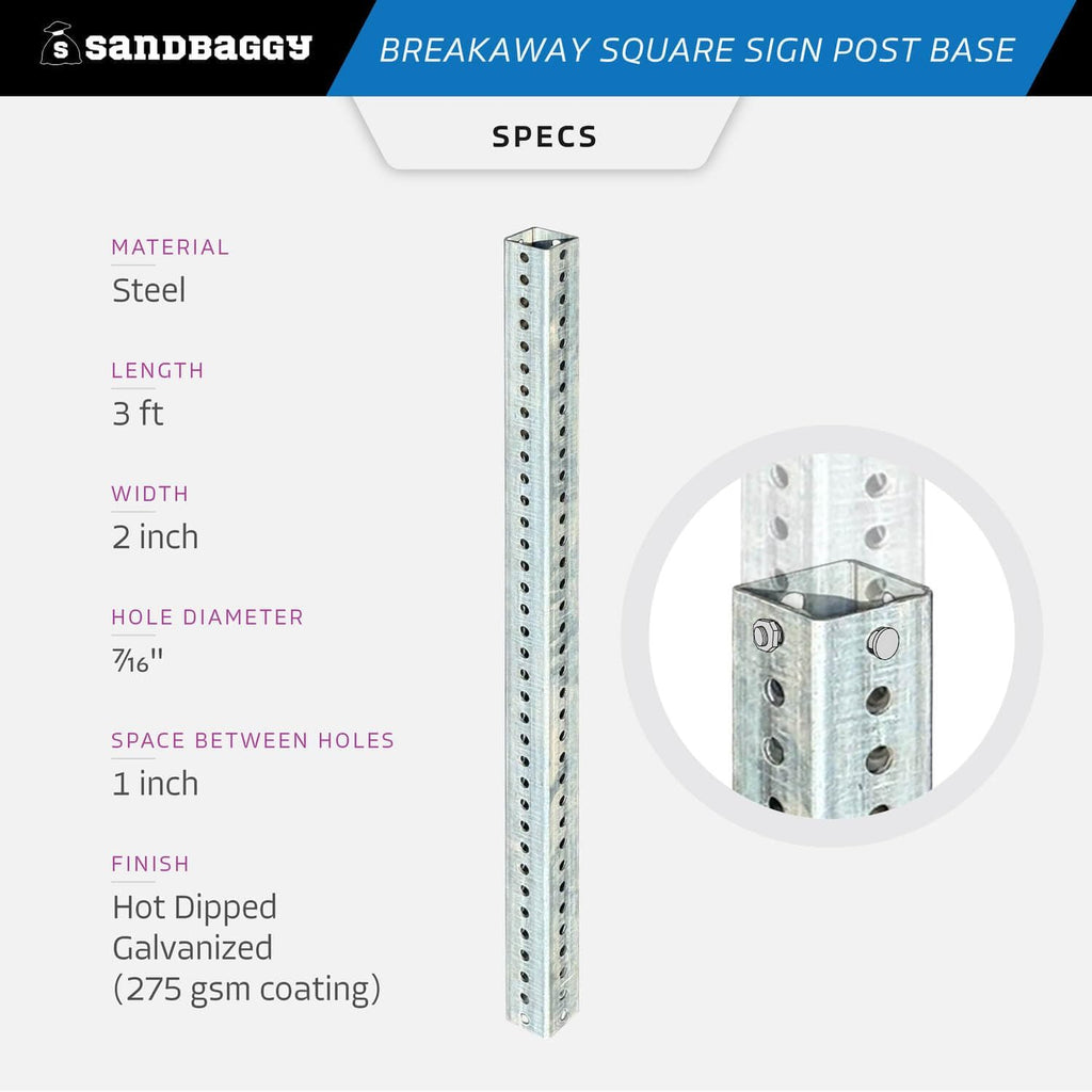 Sandbaggy 3 ft Breakaway Square Sign Post Base (Hot Dipped Galvanized) (10)