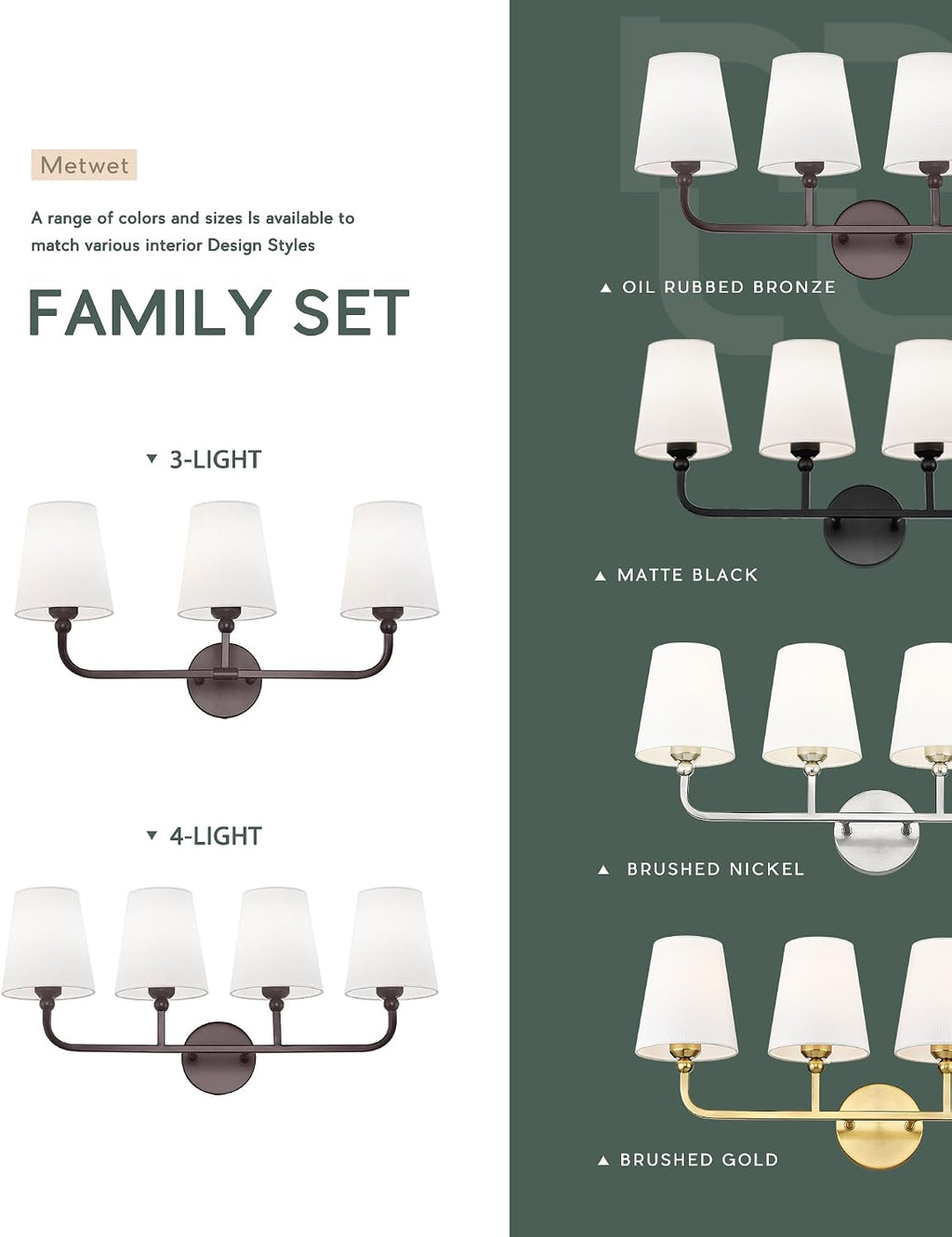 Bathroom Light Fixtures, 4 Light Oil Rubbed Bronze Vanity Lights with Flared White Fabric Shade, 28 Inch Wall Sconce, Vintage Sconces Wall Lighting for Hallway Bedroom, VL837-ORB-4