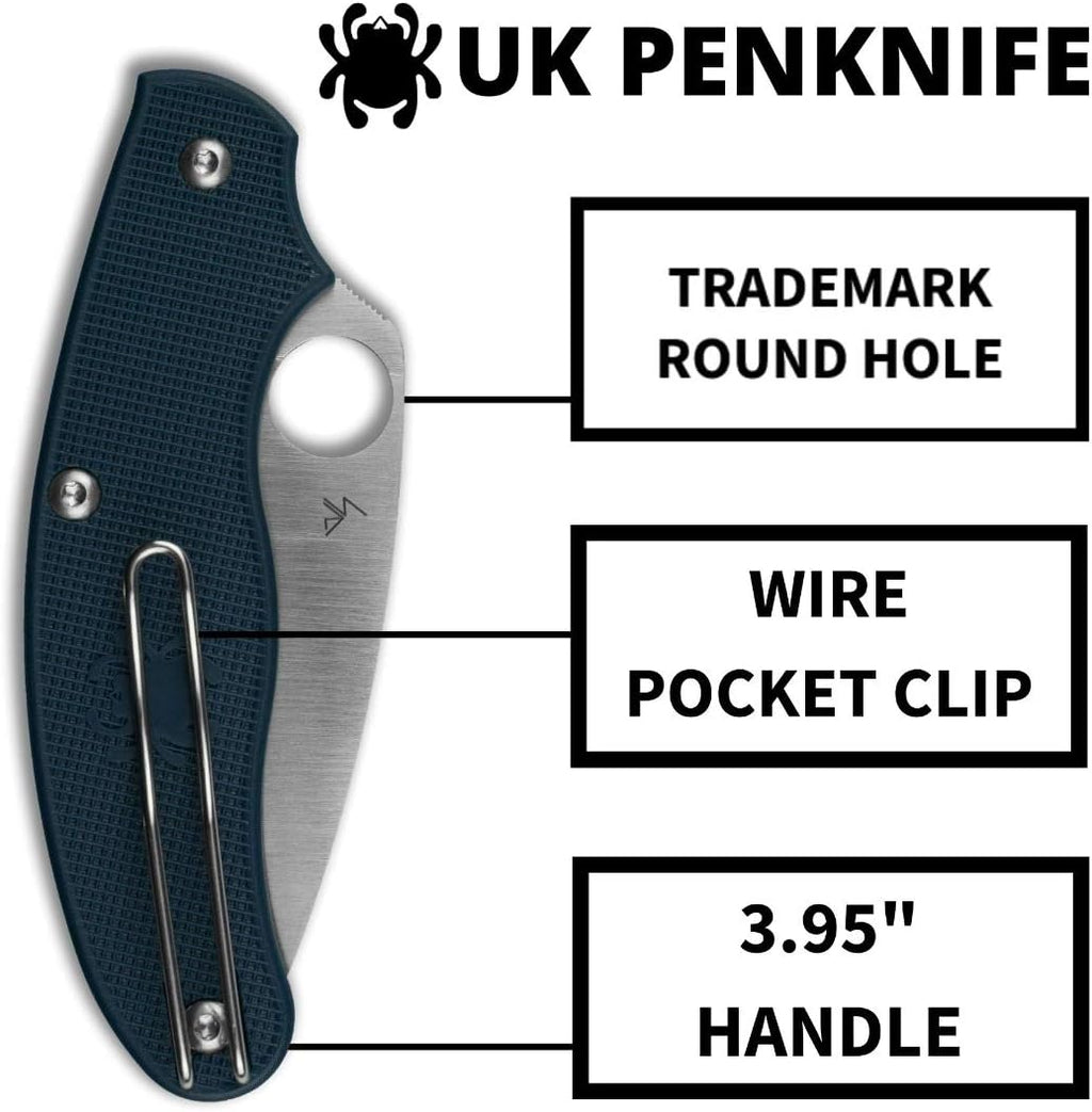 Spyderco UK Penknife Folding Pocket Knife, PlainEdge | 6.91' Overall Length, 2.9' CPM S110V Steel Blade, Midnight Blue, FRN Handle, SlipIt Lock, Full-Flat Grind