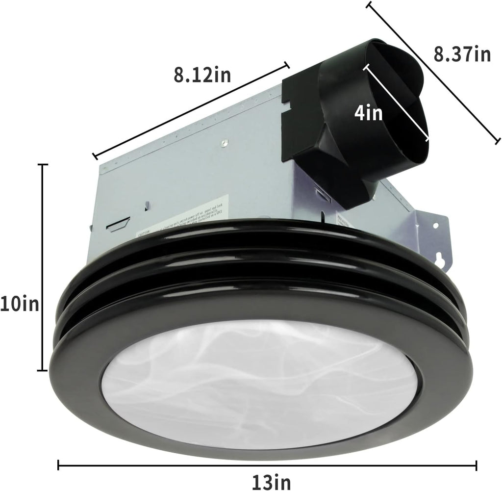 Akicon Exhaust Fan with Light, Ultra Quiet 80 CFM 2.0 Sones Ventilation Exhaust Bathroom Fan with Light, 3000K/4000K/5000K Selectable LED Light (Matte Black)