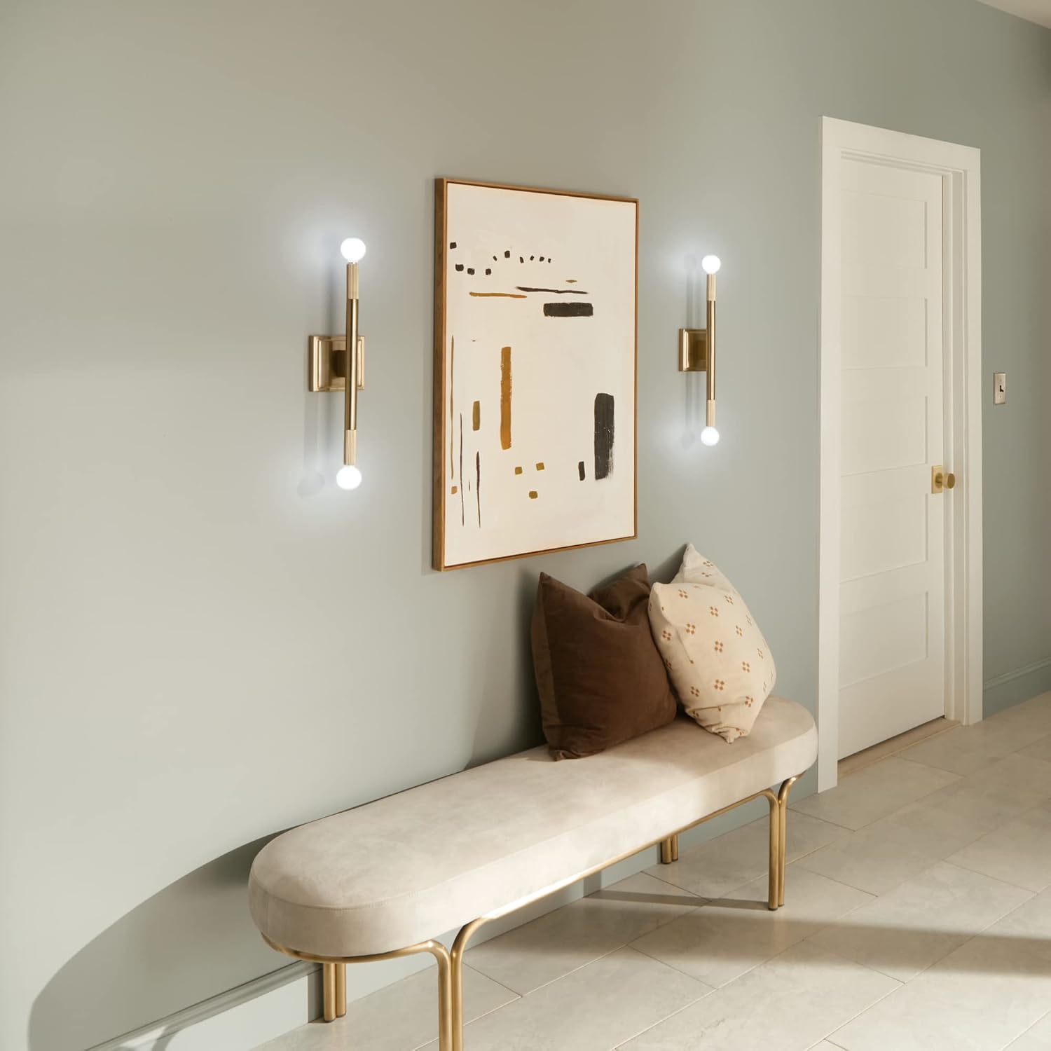 Kichler Odensa 2-Light Wall Vanity, Modern Light in Champagne Bronze, Mount Horizontally or Vertically, for Illuminating Art, TV, Mirrors, Bookshelves, Bed, Vanity, Bar, Hallways (17' x 5'), 52556CPZ