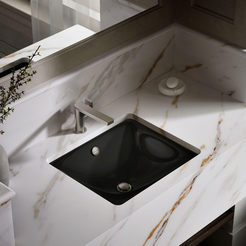 KOHLER 5400-7 Iron Plains Dual-Mount Bathroom Sink, Black