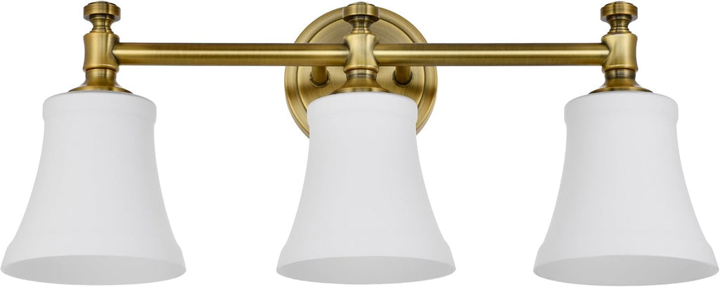Champagne Bronze Bathroom Vanity Light Fixtures, Traditional Gold 3 Lights Wall Sconce Lighting with Large Opal Glass Shade, Porch Wall Mount Light Fixture for Bathroom, Mirror Cabinets Hallway Stairs