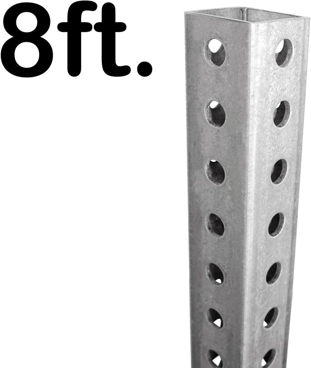 SmartSign Square Sign Post - 8 Feet Tall and 2' Wide Galvanized Steel Post, 7/16 Inch Diameter Mounting Holes, Made in USA