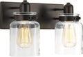 Progress Lighting P300046-020 Calhoun Collection Clear Glass Farmhouse Bath Vanity Light, 2-Light, Antique Bronze