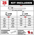 28PC 48-22-9481 Compatible with Milwaukee 3/8' Drive Ratchet Socket Set with Compact Organizer, Socket Wrench Set New