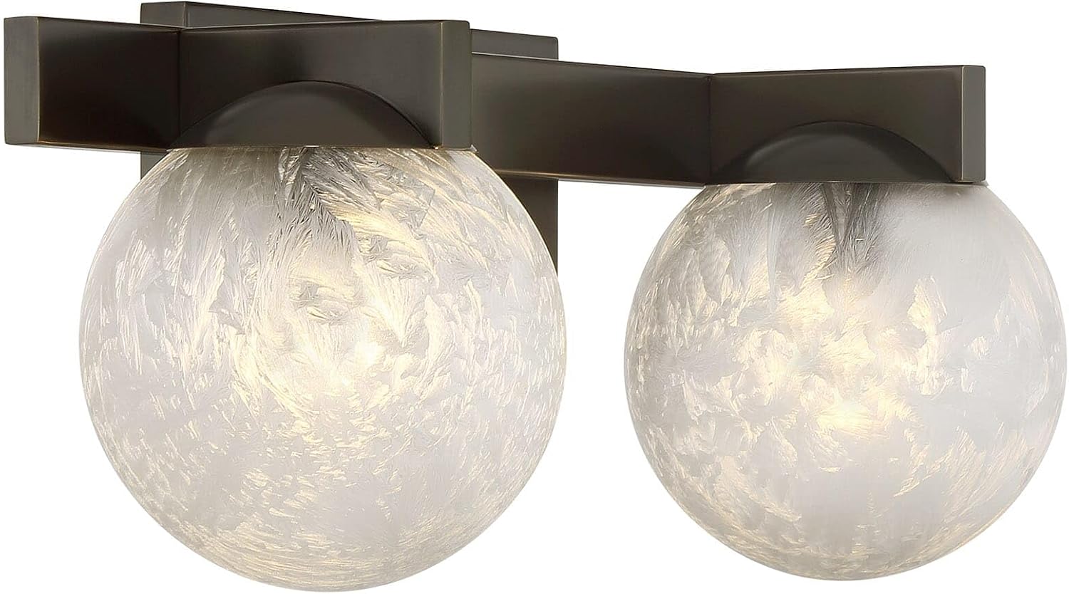 Savoy House 8-1017-2-15 Darien Contemporary Ice Glass Bathroom Vanity Wall Light, 2-Light 120 Total Watts, 7' H x 17' W, Mediterranean Bronze