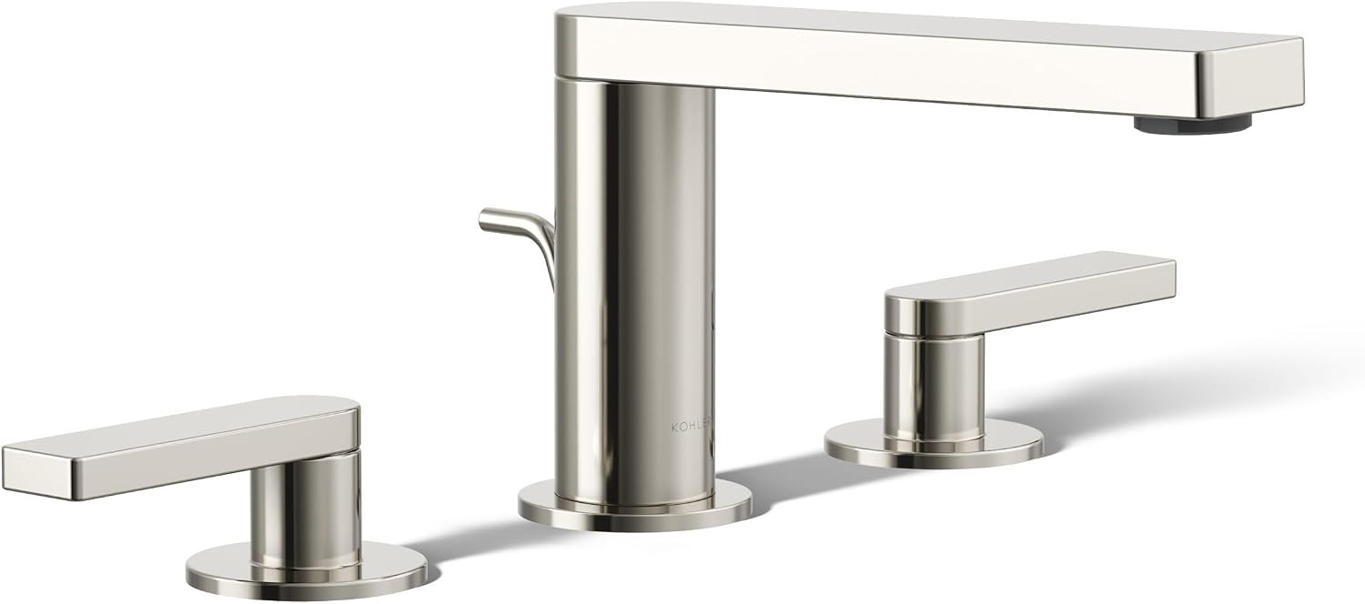 Kohler 73060-4-SN Composed® Widespread Bathroom Sink Faucet with Lever Handles, 1.2 gpm, Vibrant Polished Nickel