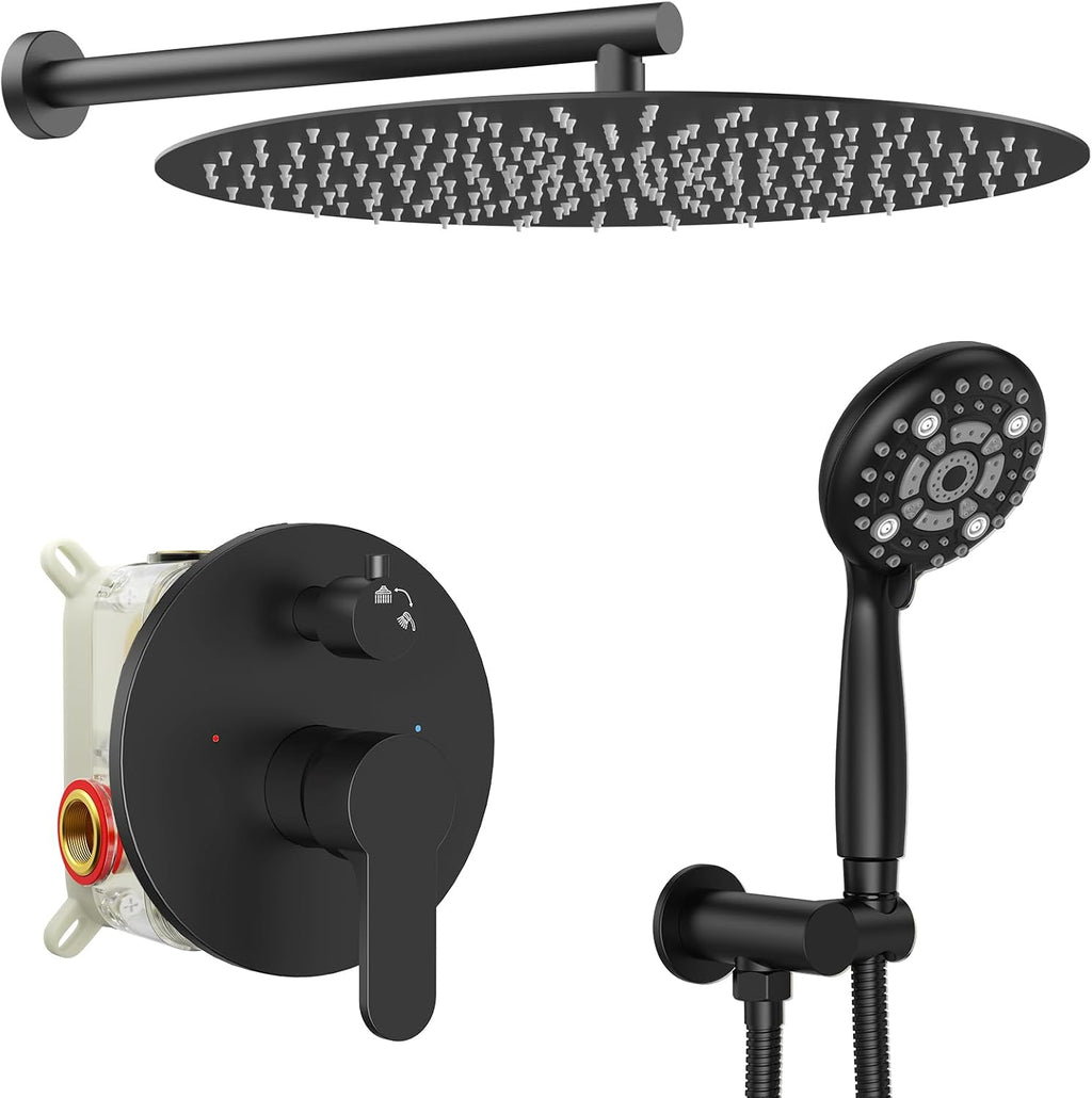 SR SUN RISE Shower Faucet - 16 Inch Multifunctional High Pressure Shower Head System with Handheld Shower Head Fixtures - Valve Included - Oil Rubbed Bronze