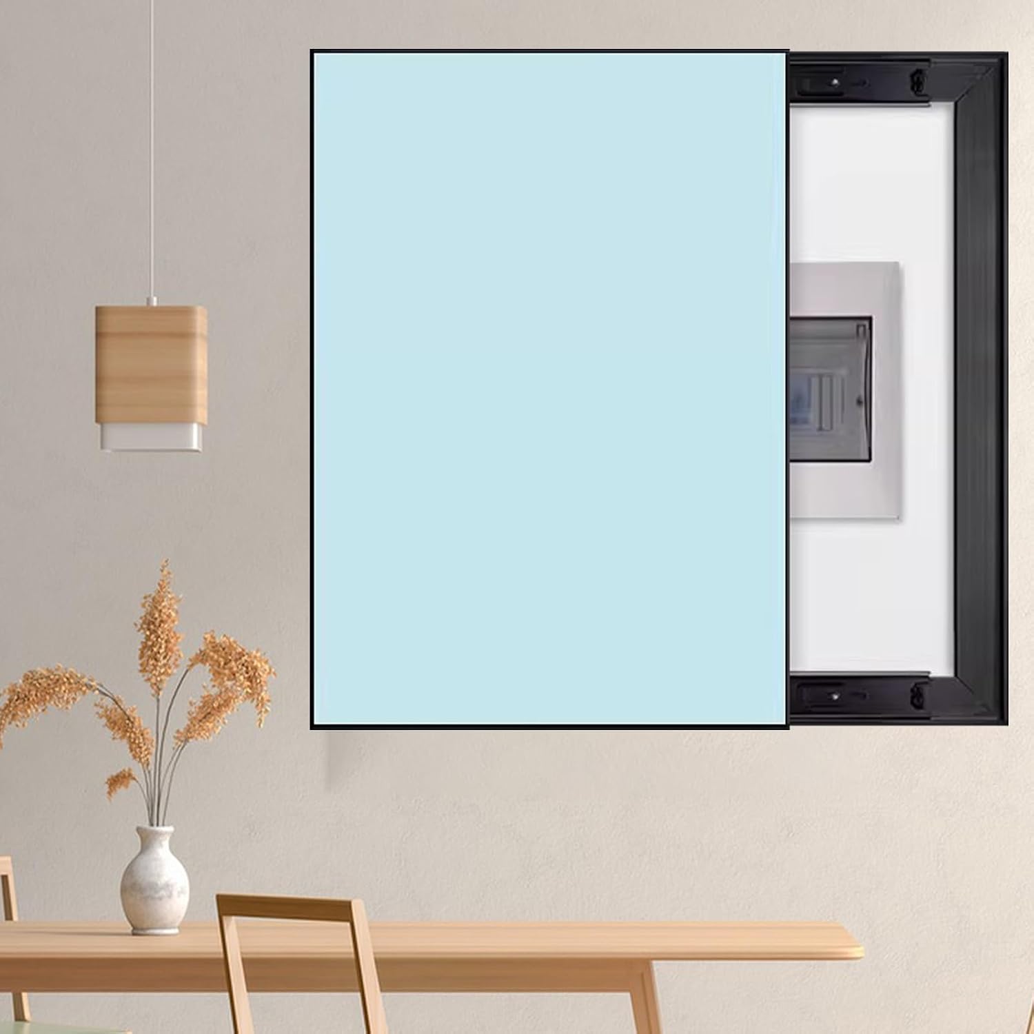 Vertical Breaker Box Cover for Decorative Electrical Panel, Indoor Fuse Box Cover for Wall Artative, Hide Meter Electric Cover with Sliding Design(Blue,40x60cm(15 3/4x23 5/8'))