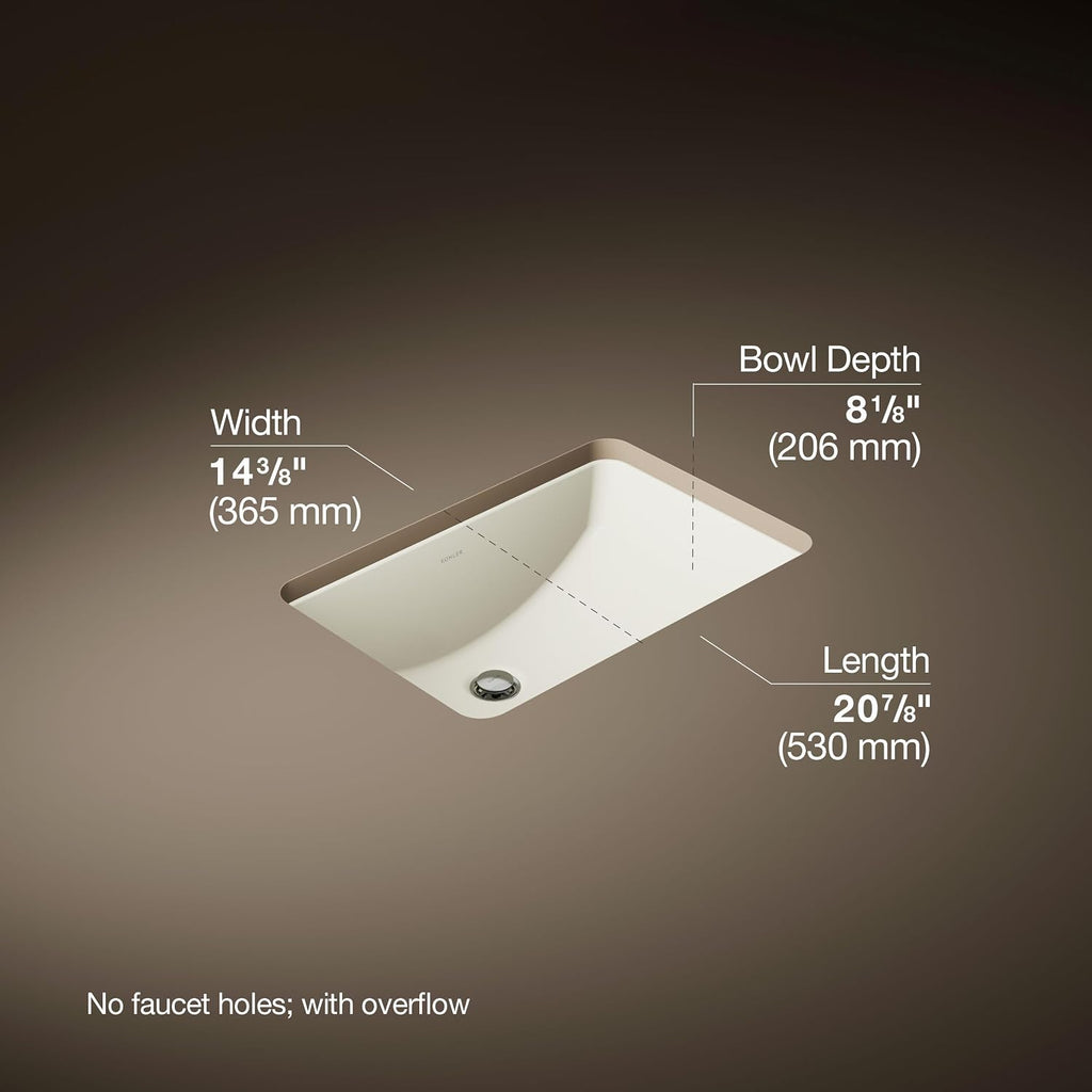 Kohler K-2214-G-96 1-Bowl Undermount Bathroom Sink Biscuit