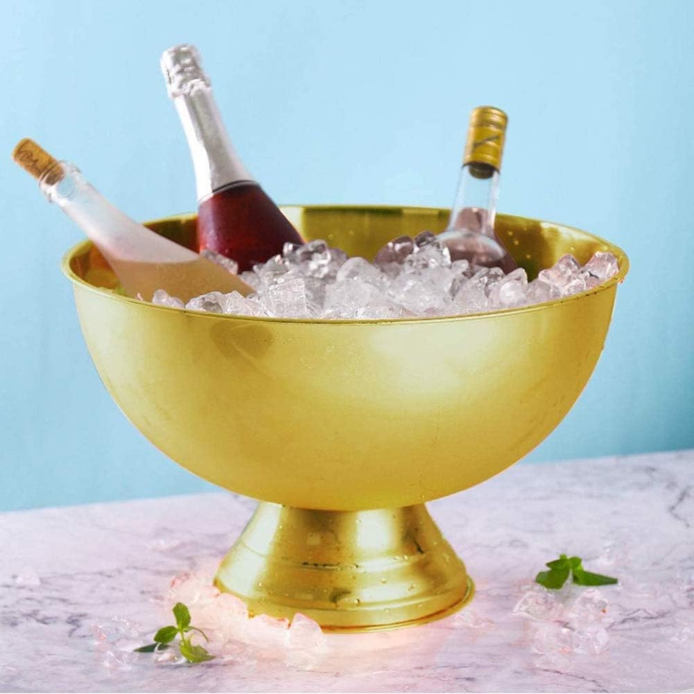 Stainless Steel Bowl | Ice Cooler Buckets | Beverage Tub | Beverage Bucket | Champagne Bowl | Wine Cooler | Party Tub 13.5L,Gold