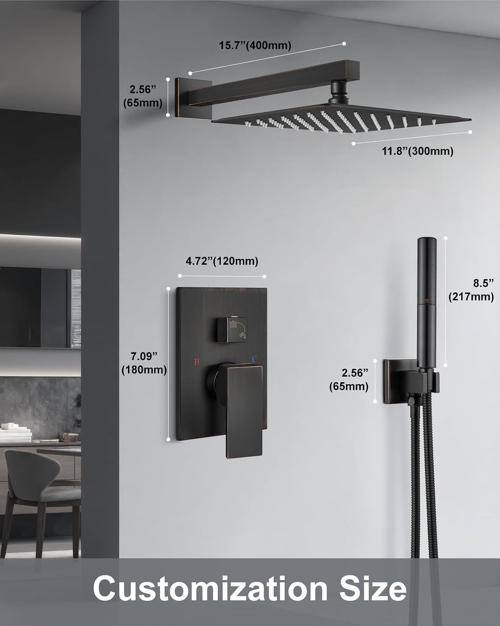 Aolemi Shower Faucet Set, High Pressure Shower System with 2-in-1 Handheld Sprayer, Wall Mount Fixture Combo with Rough-in Valve, 12 Inch Shower Head, Oil Rubbed Bronze