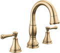 Delta Faucet Cassidy Pull Down Bathroom Faucet, Bathroom Pull Out Faucet, Gold Widespread Bathroom Faucet 3 Hole Pull Down, Bathroom Sink Faucet with Magnetic Docking, Champagne Bronze 3597-CZPD-DST