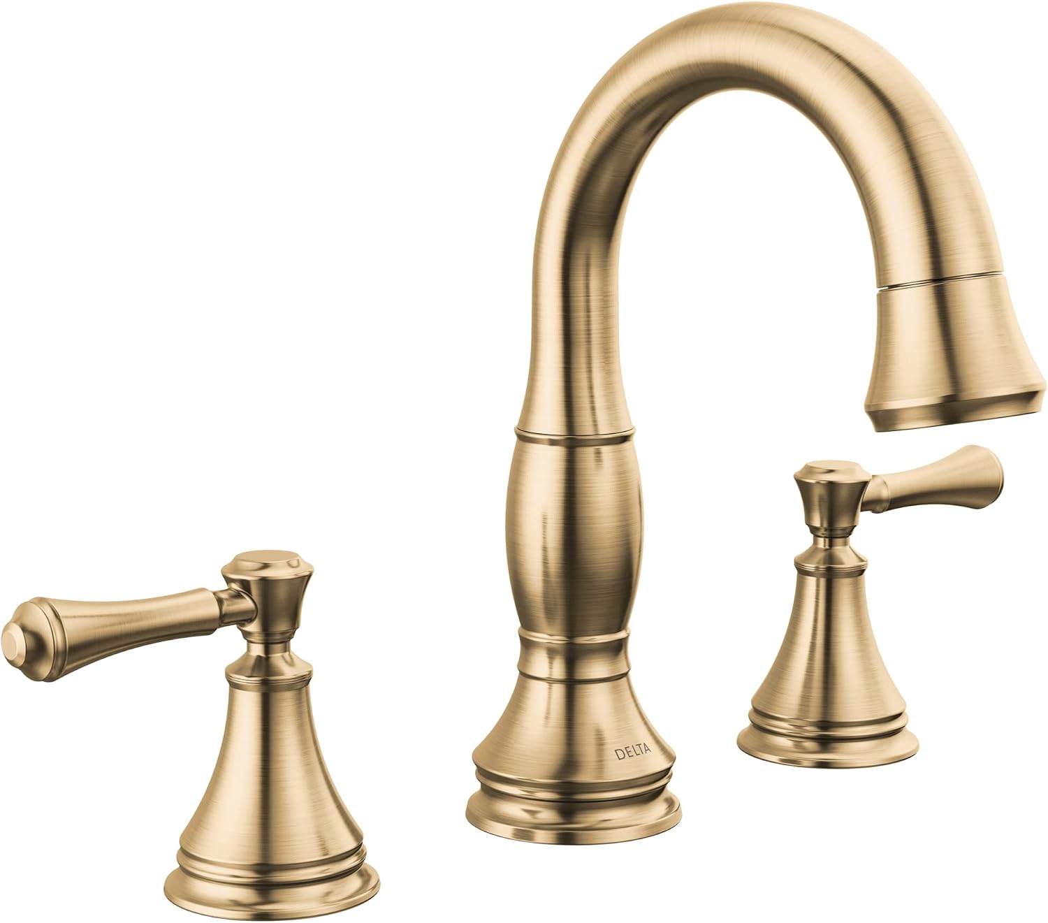Delta Faucet Cassidy Pull Down Bathroom Faucet, Bathroom Pull Out Faucet, Gold Widespread Bathroom Faucet 3 Hole Pull Down, Bathroom Sink Faucet with Magnetic Docking, Champagne Bronze 3597-CZPD-DST