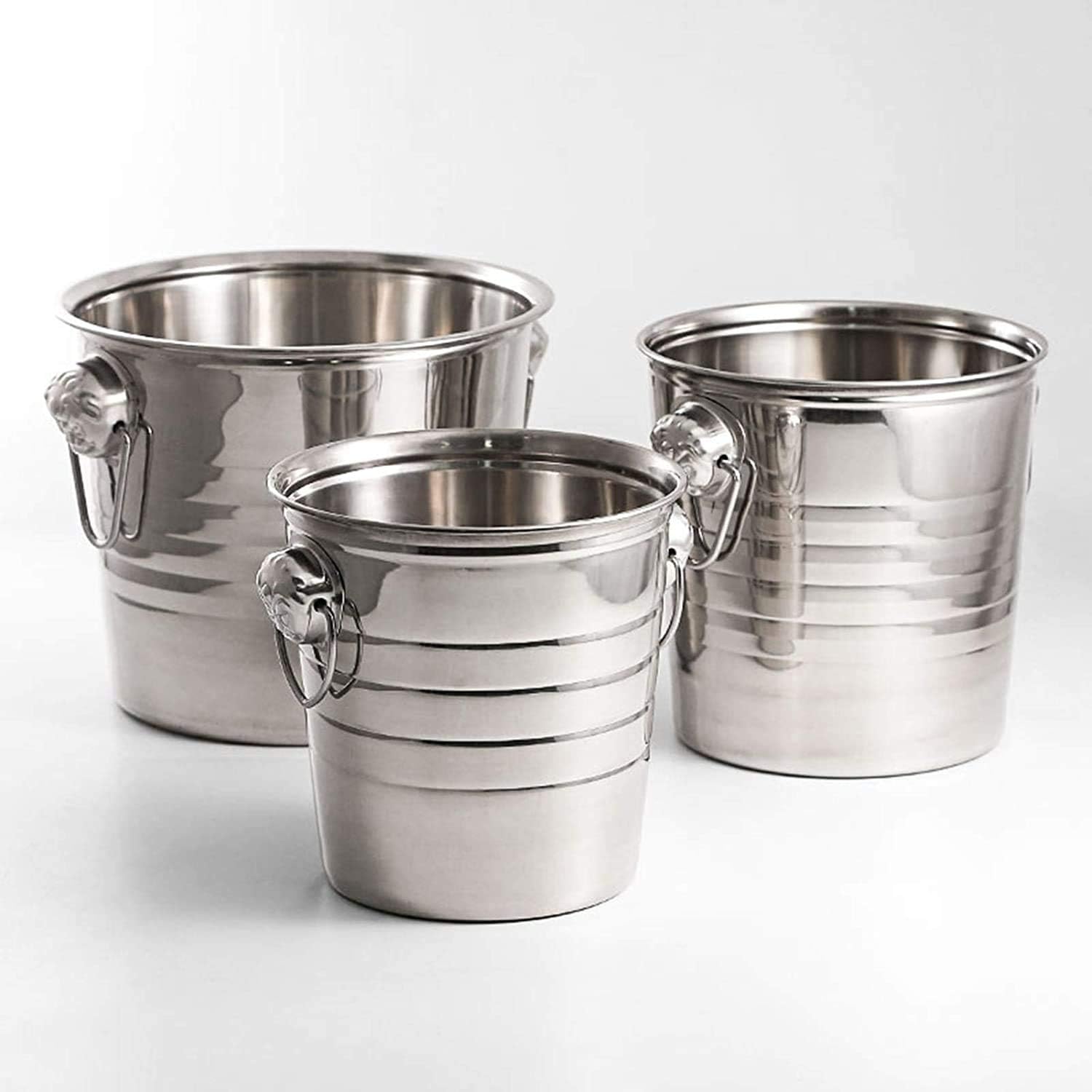 Ice Bucket, Tiger Head Stainless Steel Ktv Champagne Wine Barrel Spit Wine Bucket Ice Bar Beer Barrel Ice Buckets for Parties (5L,Gold)