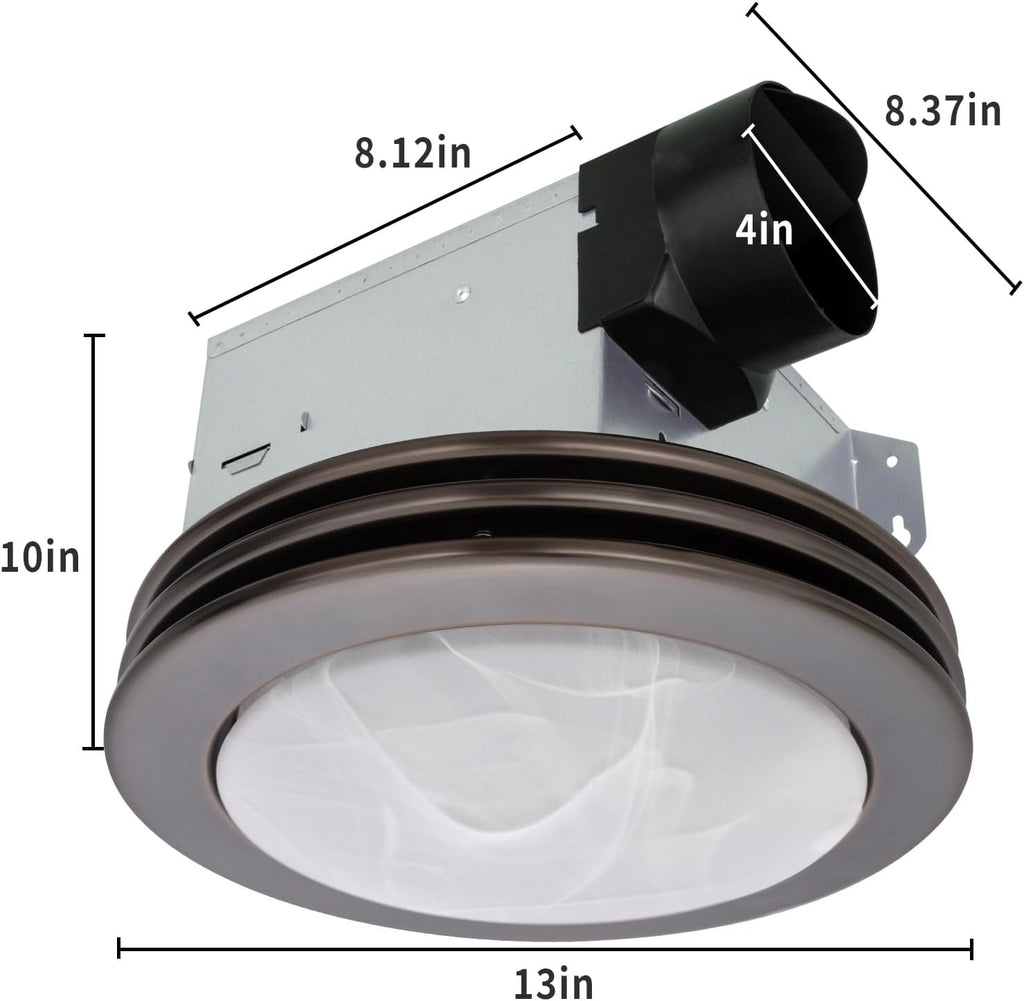 Akicon Exhaust Fan with Light, Ultra Quiet 80 CFM 2.0 Sones Ventilation Exhaust Bathroom Fan with Light, 3000K/4000K/5000K Selectable LED Light (Oil Rubbed Bronze)