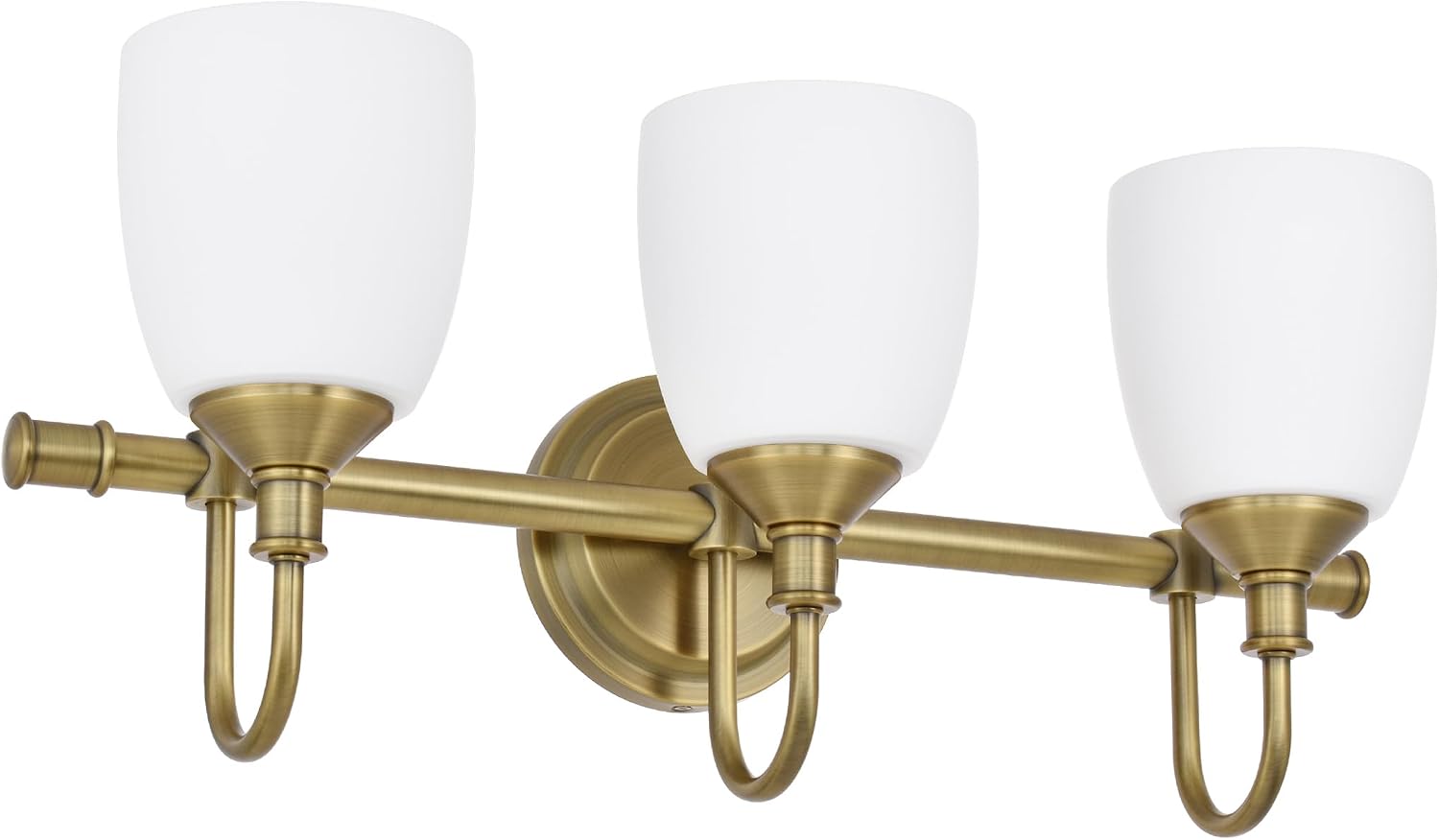 3-Light Champagne Bronze Bathroom Vanity Light Fixtures Over Mirror, Vintage Vanity Lights for Living Room, Milk White Glass Shades, Standard E26 Base