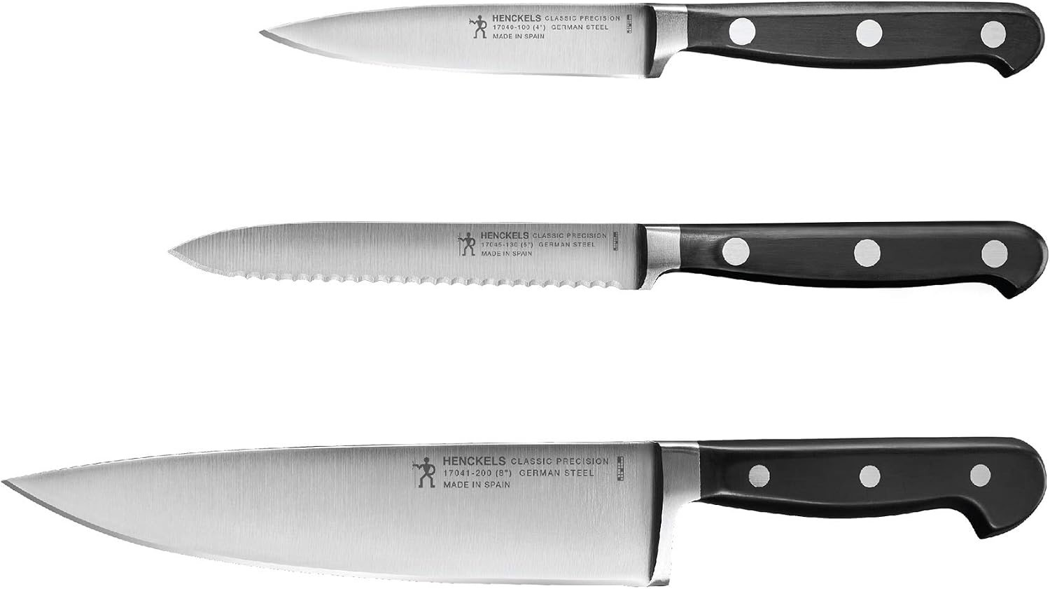 HENCKELS Classic Precision Razor-Sharp 3-Piece Kitchen Knife Set, Chef Knife, Paring Knife, Utility Knife, German Engineered Informed by 100+ Years of Mastery