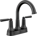 Delta Faucet Saylor Matte Black Bathroom Faucet, Bathroom Sink Faucet, Centerset Bathroom Faucet for Bathroom Sink, Diamond Seal Technology, Metal Drain Assembly, Matte Black 2535-BLMPU-DST