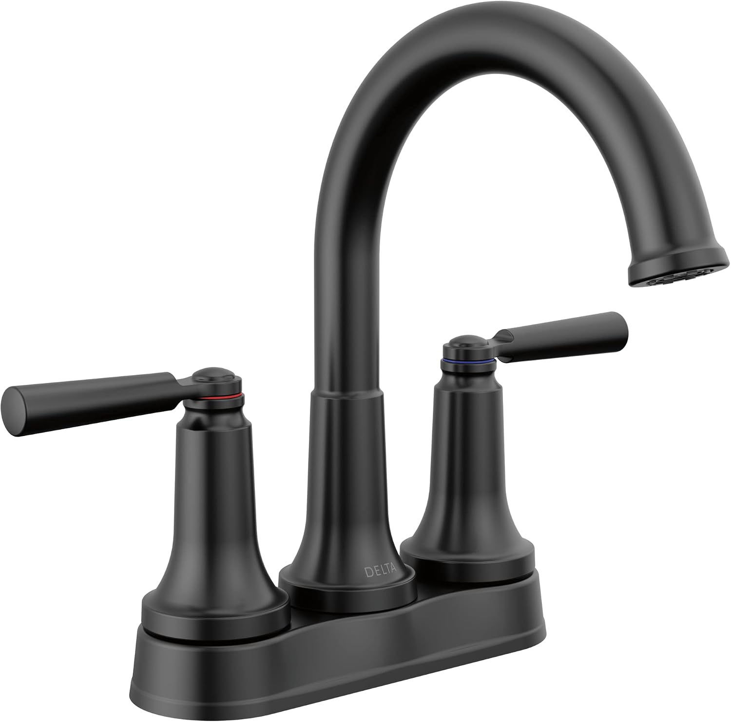 Delta Faucet Saylor Matte Black Bathroom Faucet, Bathroom Sink Faucet, Centerset Bathroom Faucet for Bathroom Sink, Diamond Seal Technology, Metal Drain Assembly, Matte Black 2535-BLMPU-DST