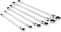 Qiilu 6pcs Flex Head Ratcheting Wrench Set, Metric 8-19mm CRV Steel, Extra Long Double Box End Ratchet Wrench for Repair, Greater Leverage and Easy in Tight Spaces, Efficient