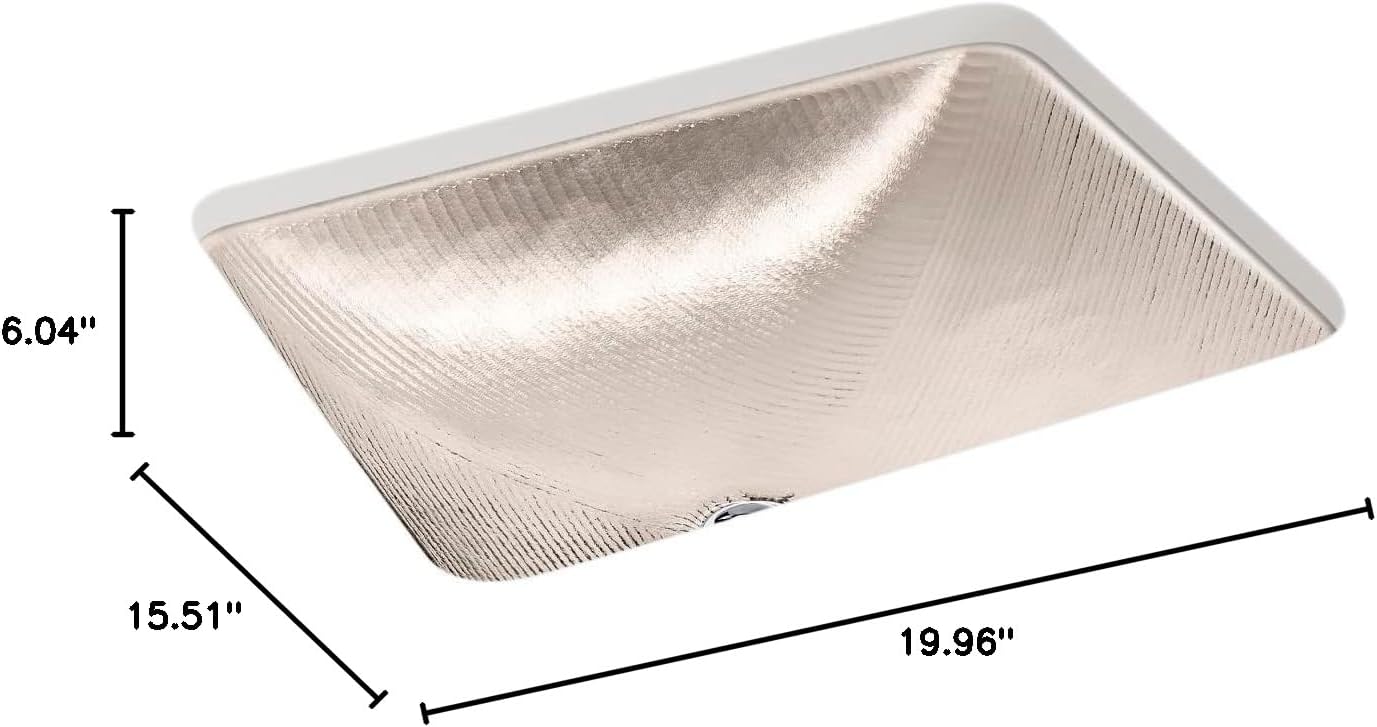 KOHLER K-28823-TG3 ARTIST EDITIONS Yepsen Collection Glass Undermount Bathroom Sink 17'' x 13''Rectangle Basin Trans Doe
