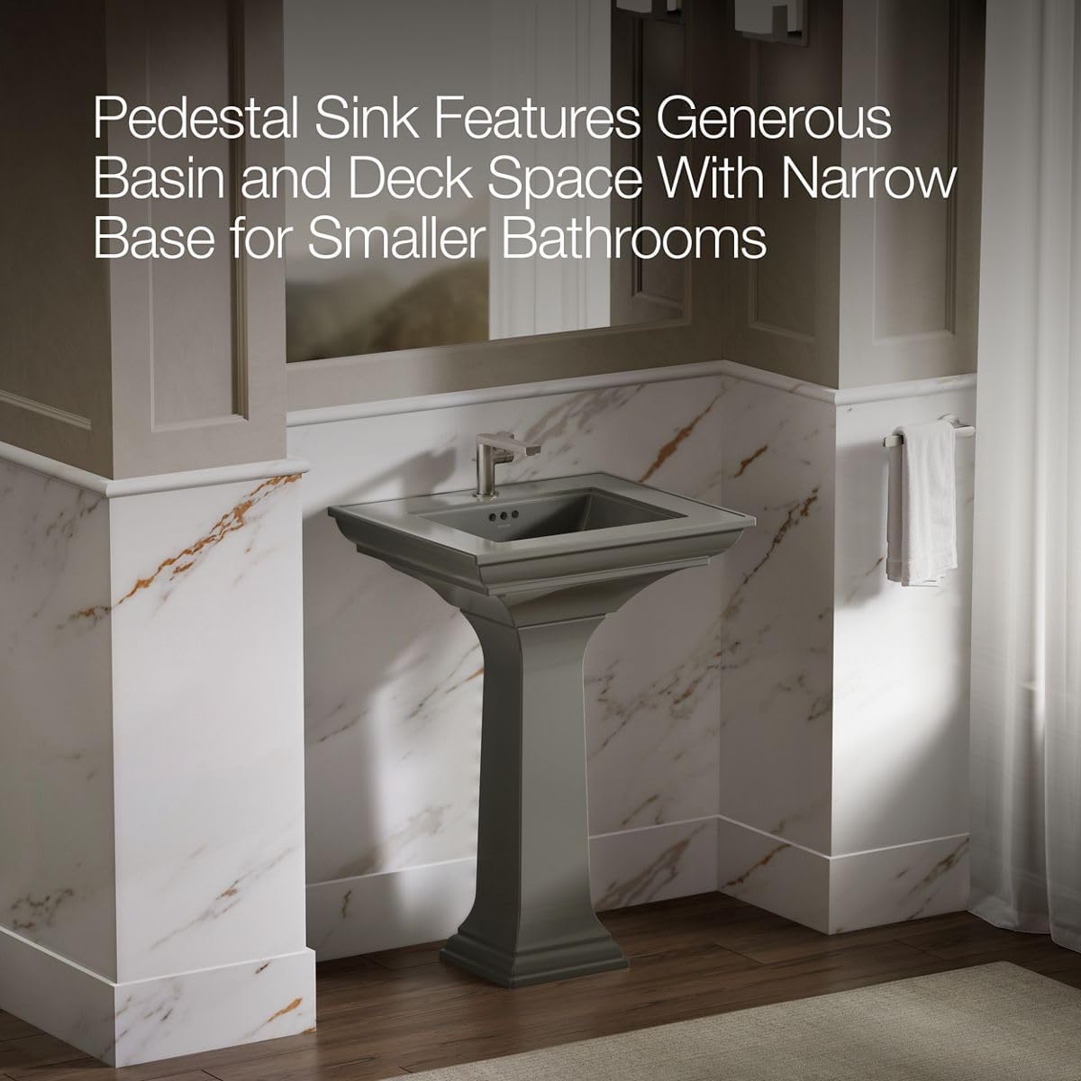 KOHLER Memoirs Stately 24' Pedestal bathroom sink with single faucet, White
