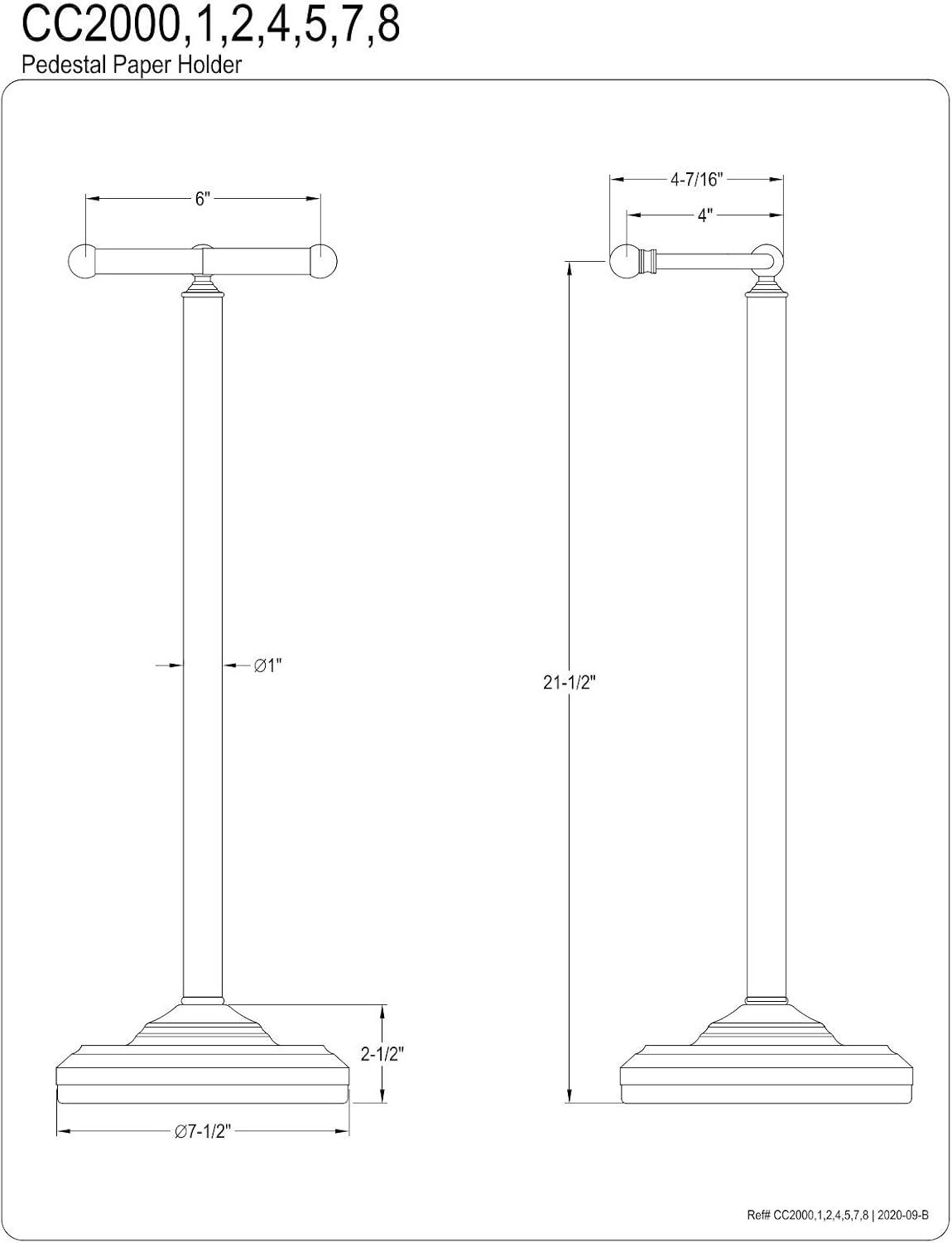 Kingston Brass CC2007 Vintage Freestanding Toilet Paper Holder, Brushed Brass 6 x 7.5 x 21.5