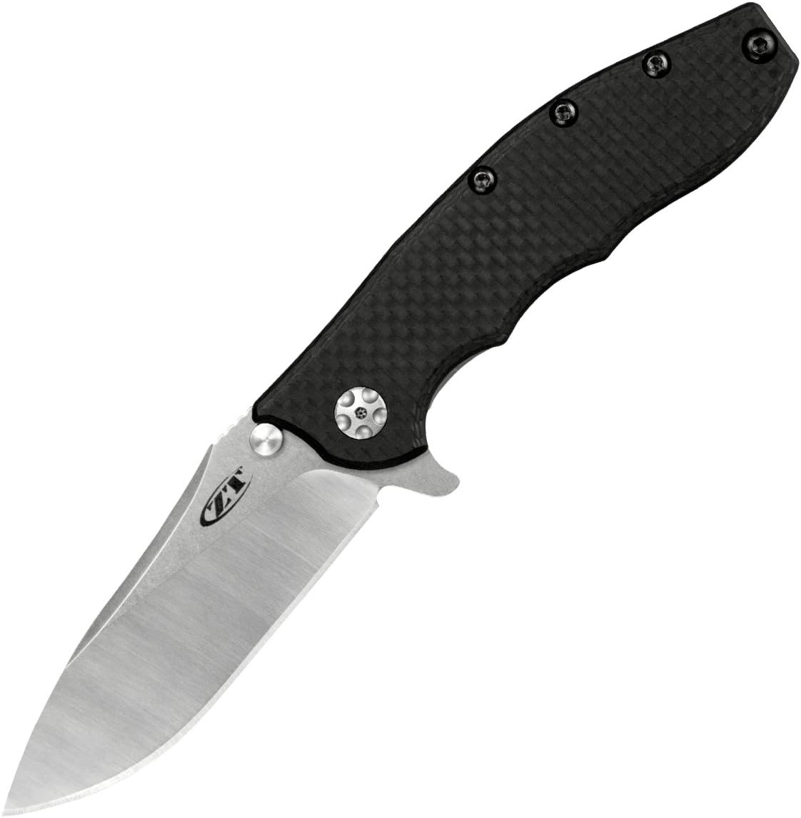 Zero Tolerance 0562CF Hinderer Slicer Folding Knife; 3.5' CPM-20CV Stonewashed and Satin Steel Blade, Carbon Fiber Front Handle, KVT Ball-Bearing Opening, Frame Lock and Reversible Pocketclip; 5.5 OZ…