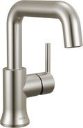 Delta Trinsic U-Spout 1-Hole Bathroom Faucet, Brushed Nickel Single Hole Bathroom Sink Faucet, Metal Push-Pop Drain Assembly, Stainless 554HAR-SS-DST