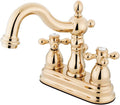 Kingston Brass KB1602AX Heritage 4-Inch Centerset Lavatory Faucet with Metal Cross Handle, Polished Brass