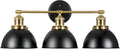 Design House Savannah Rustic Farmhouse 3-Light Bathroom Vanity Light, Dimmable, Satin Gold, Matte Black Metal Shade, 26 in x 9 in x 10.88 in, 588301-BGD