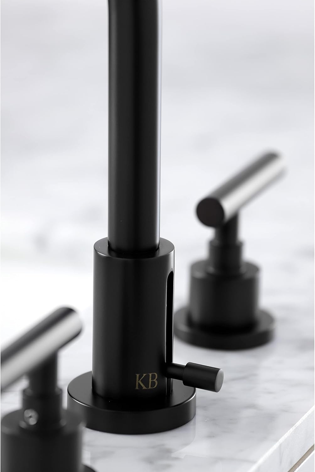 Kingston Brass FSC8920CML Manhattan Widespread Bathroom Faucet with Pop-Up Drain, Matte Black
